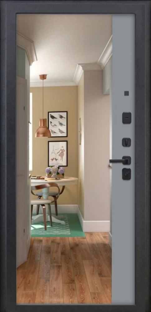 Входная дверь ДвериПРО Модель 3КЛ-1009 ФЛЗ-23 Веллуто гриджио DPRO228330 внутренняя сторона